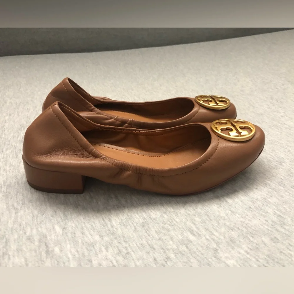 Tory Burch Leather Ballet Shoes MINNIE TRAVEL HEELS Size: US 6